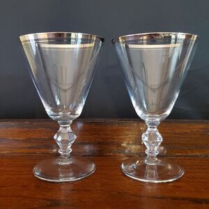 MCM 1960's era Brookmere Platinum Glastonbury Lotus Water Glasses 5.75" tall